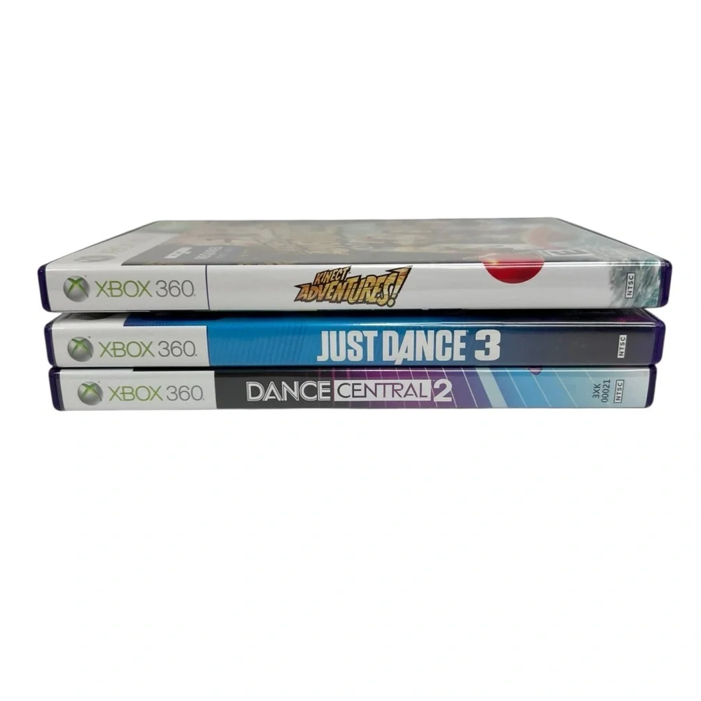 Lot Of 3 Xbox 360 Kinect Video Games: Kinect Adventures, Dance 2 & Just Dance 3